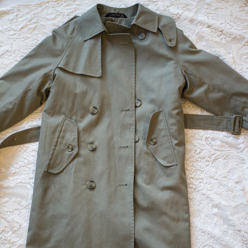 Classic Olive Green Trench Coat - Women